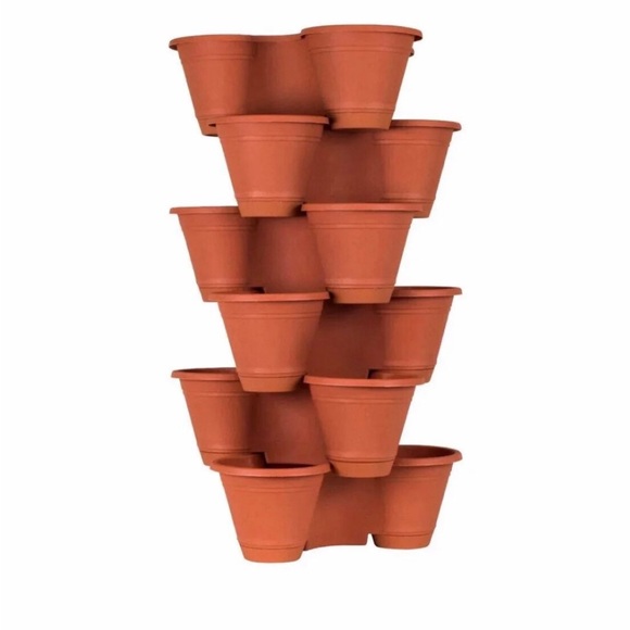6-stackable 3- tier planter color terra-cota - Picture 1 of 10